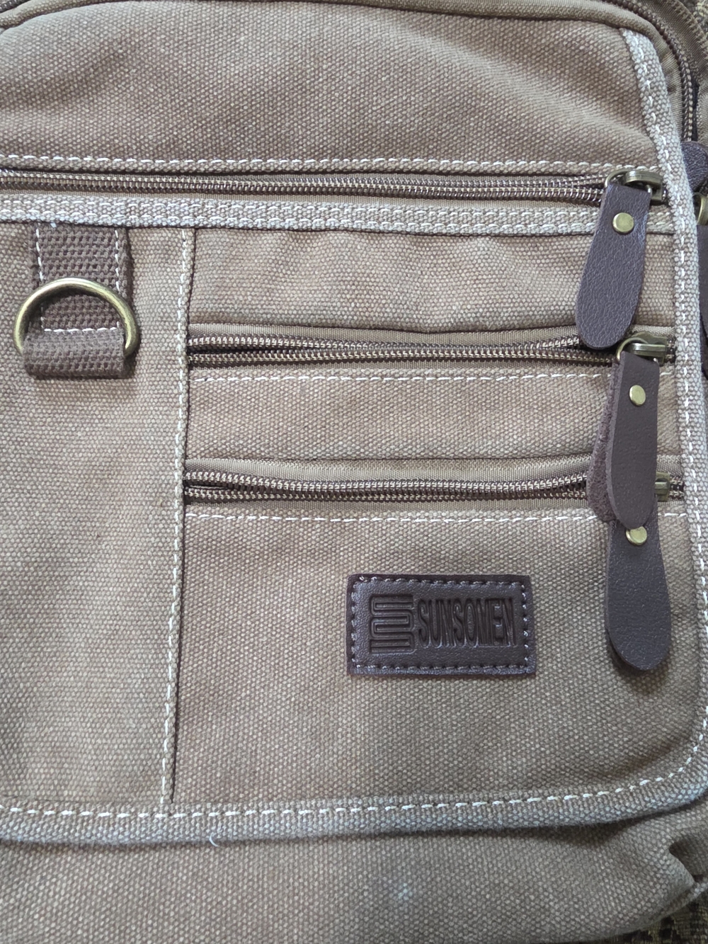 Samsonite Men's Canvas Crossbody Bag in Taupe Brown